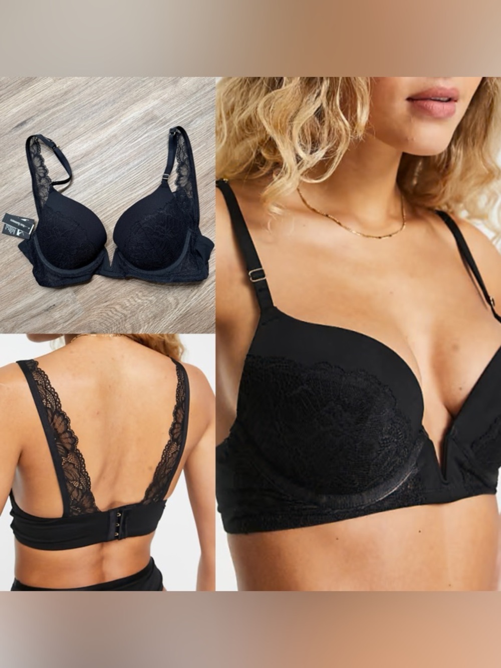 NWT Ann Summers Plunging lace longline plunge bra in black 32c